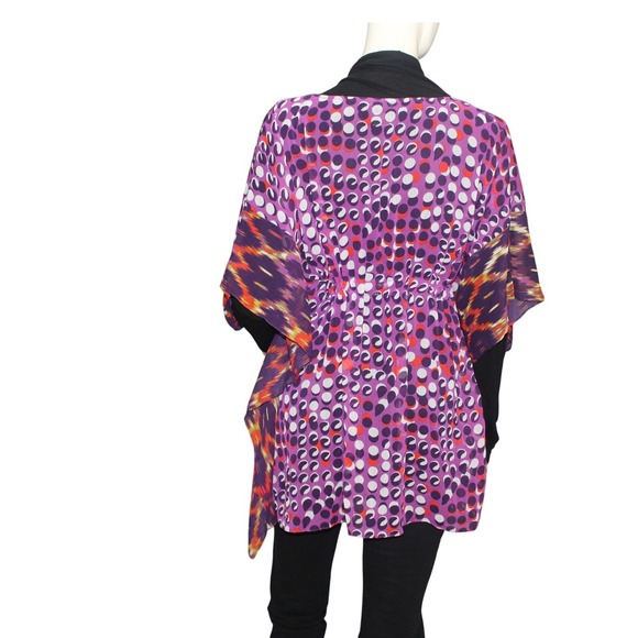 FRAAS Sheer Purple Abstract Dot V-Neck Batwing Sleeve Top - Picture 2 of 6